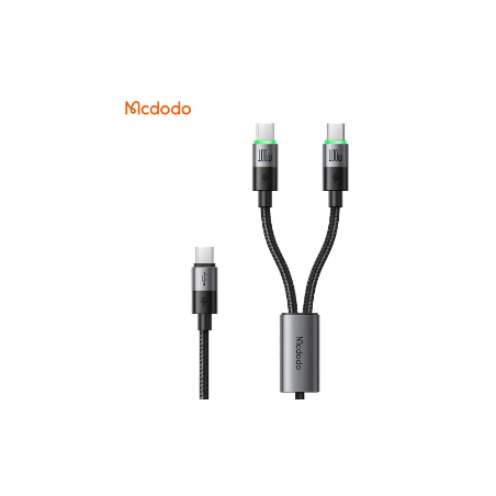 Câble Data Multi Mcdodo CA-6740 2 in 1 (USB-C vers double USB-C) 100W 1.5m Noir