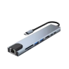 Hub USB-C (8-en-1) vers HDMI 4K + Ethernet RJ45 + USB-C x2 + USB-A x2 + SD/TF(micro SD) - Gris