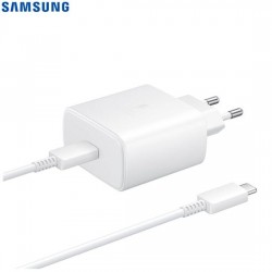 Chargeur Samsung 25W Super Fast + Câble 1m Type-C Blanc