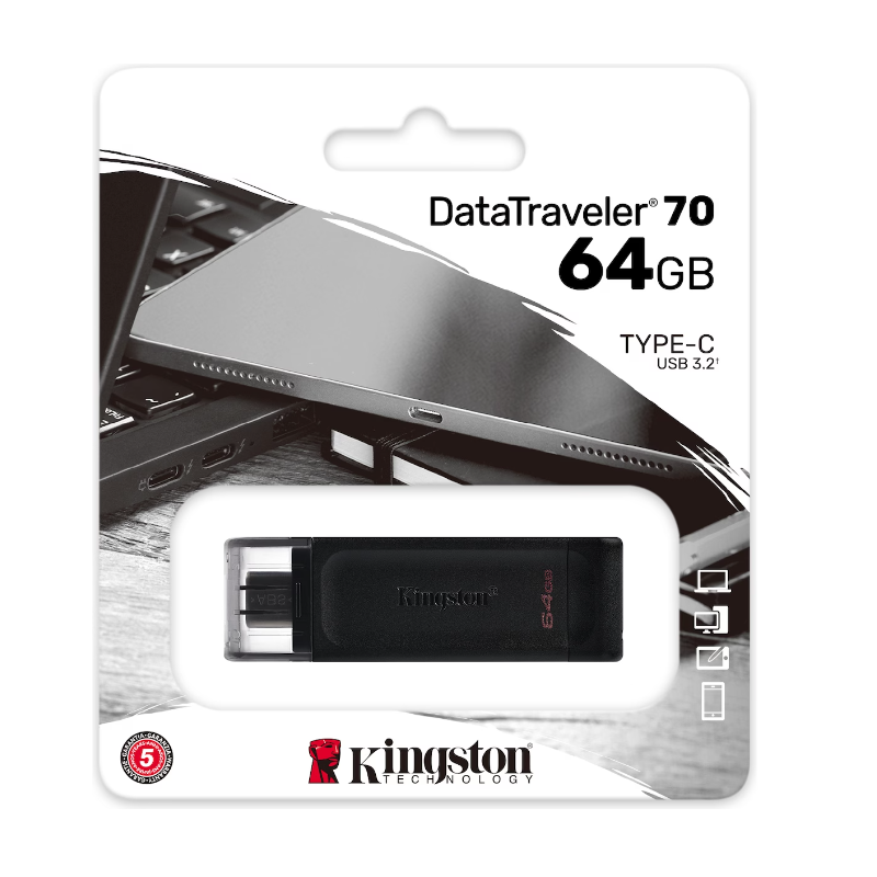 Clef USB-C Kingston Data Traveler 70 64GB 3.2