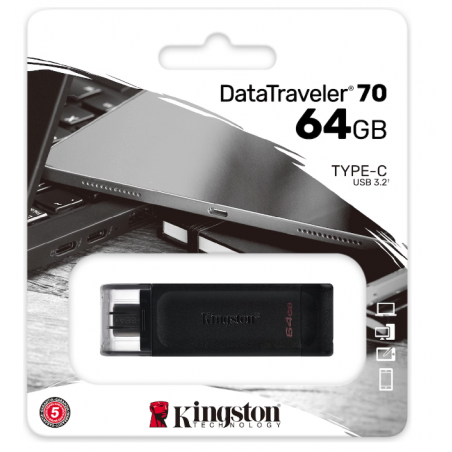 Clef USB-C Kingston Data Traveler 70 64GB 3.2