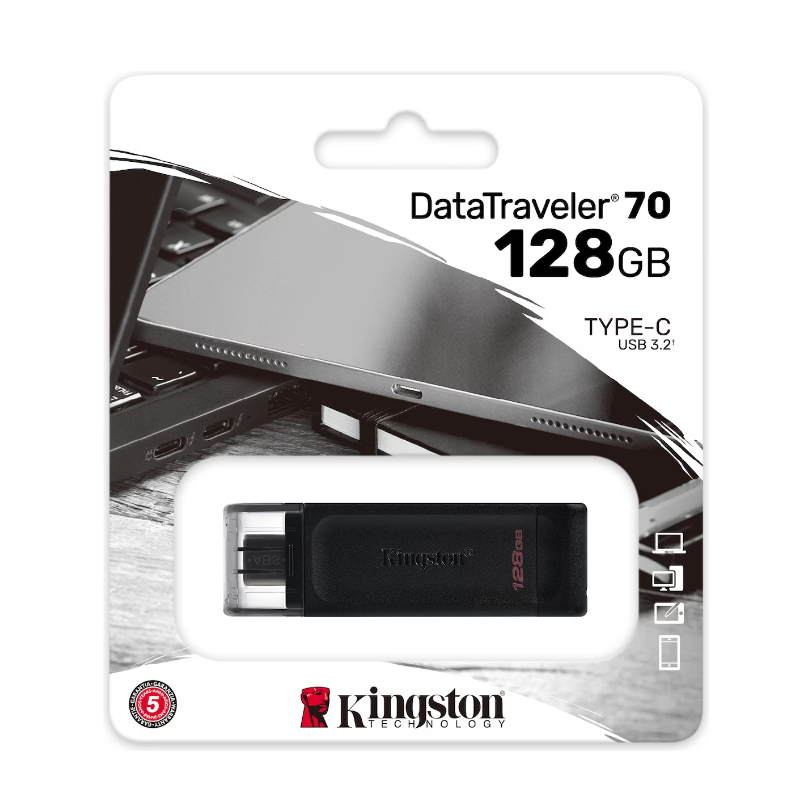 Clef USB-C Kingston Data Traveler 70 128GB 3.2